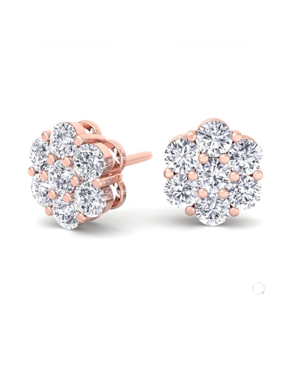 Round Diamond Cluster Earrings